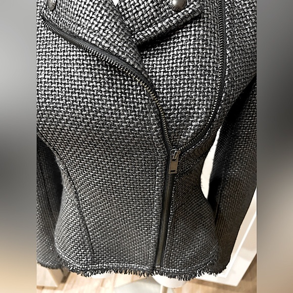 NWOT Banana Republic Gun Metal Metallic Tweed Moto Jacket - Picture 2 of 7